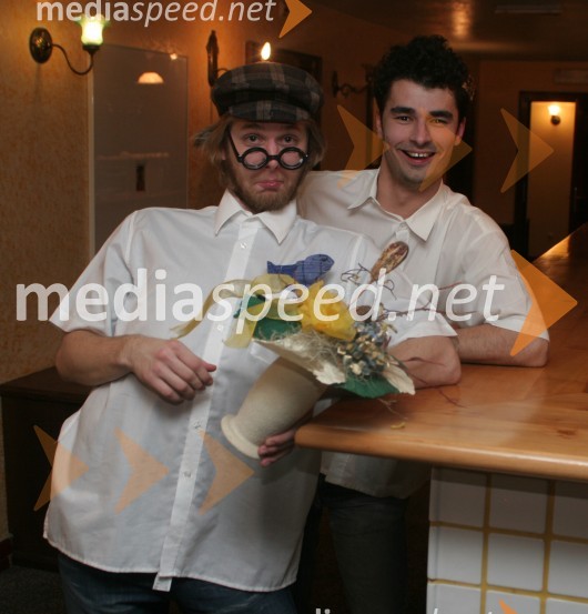 Primož Dani in Miran Camplin - Cepo, humorista in člana skupine D'kwashen retasyPodalpski večer, snemanje nove oddaje na Net Tv