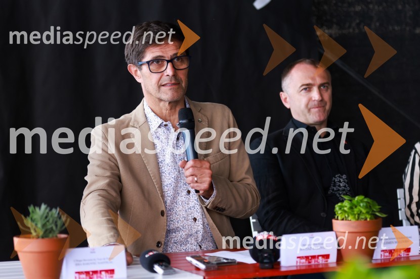  Matjaž Rakovec, župan Mestne občine Kranj;  Klemen Malovrh, direktor, Zavod za turizem KranjPrešerno poletje 2024, novinarska konferenca