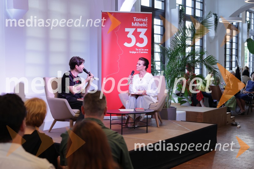  Tomaž Mihelič - Marlenna, član skupine Sestre;  Miša Molk, televizijska voditeljica in urednicaPredstavitev knjige: 33, avtorja Tomaža Miheliča