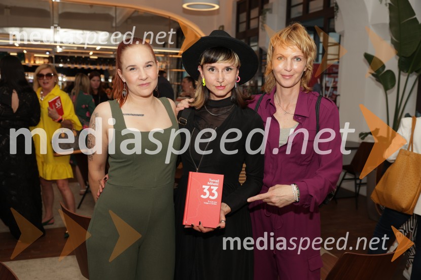  Maja Monrue, pisateljica in producentka;  Cassie Kagen, frizerka;  Urška Žnidaršič, režiserkaPredstavitev knjige: 33, avtorja Tomaža Miheliča