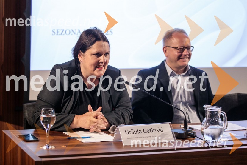  Uršula Cetinski, generalna direktorica, Cankarjev dom; mag. Aleš Drenik, vodja programa resne glasbe, opere in balet, Cankarjev domPredstavitev Zlatega in Srebrnega abonmaja ter abonmaja Veličastni 2024/25, Cankarjev dom