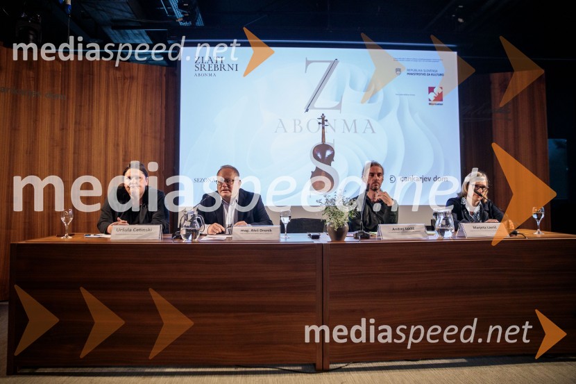  Uršula Cetinski, generalna direktorica, Cankarjev dom; mag. Aleš Drenik, vodja programa resne glasbe, opere in balet, Cankarjev dom;  Andrej Jaklič, vodja gledališkega in sodobnoplesnega programa CD;  Marjeta Lavrič, Direktorica Centra kulture Španski borci ter vodja programa in produkcije Zavoda EN-KNAPPredstavitev Zlatega in Srebrnega abonmaja ter abonmaja Veličastni 2024/25, Cankarjev dom