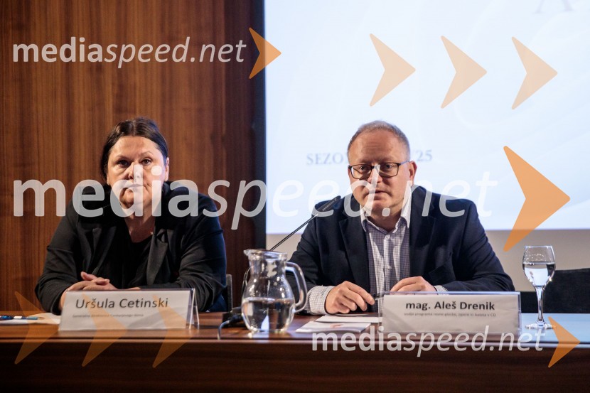  Uršula Cetinski, generalna direktorica, Cankarjev dom; mag. Aleš Drenik, vodja programa resne glasbe, opere in balet, Cankarjev domPredstavitev Zlatega in Srebrnega abonmaja ter abonmaja Veličastni 2024/25, Cankarjev dom