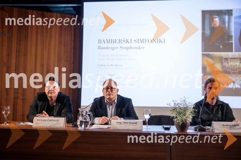  Uršula Cetinski, generalna direktorica, Cankarjev dom; mag. Aleš Drenik, vodja programa resne glasbe, opere in balet, Cankarjev dom;  Andrej Jaklič, vodja gledališkega in sodobnoplesnega programa CDPredstavitev Zlatega in Srebrnega abonmaja ter abonmaja Veličastni 2024/25, Cankarjev dom