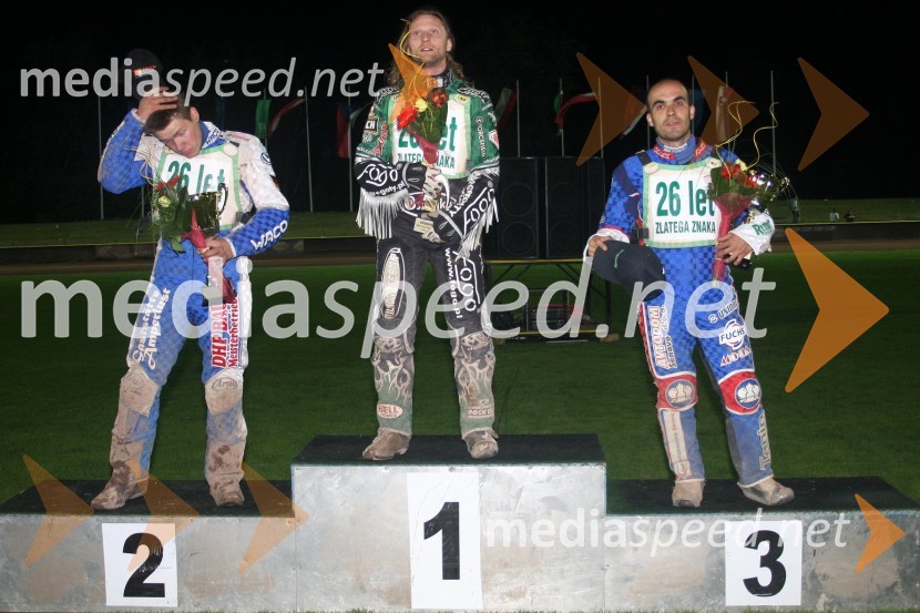 Frank Facher, Nemčija, Adam Skornicki, Poljska in Izak Šantej, AMD KrškoSpeedway, 26. dirka za Zlati znak in 15. Pokal Franca Babiča