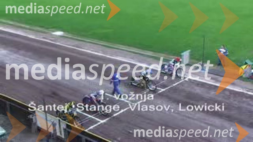 1. vožnja:
Izak Šantej, Slovenija, Thomas Stange, Nemčija, Semen Vlasov, Rusija in Dariusz Lowicki, PoljskaSpeedway, 26. dirka za Zlati znak in 15. Pokal Franca Babiča