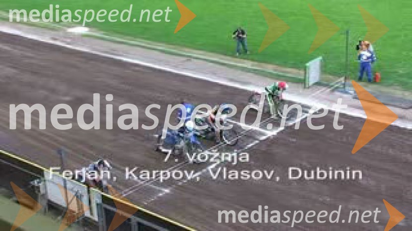 7. vožnja:
Matej Ferjan, Madžarska, Andriy Karpov, Ukrajina, Semen Vlasov, Rusija in Vladimir Dubinin, RusijaSpeedway, 26. dirka za Zlati znak in 15. Pokal Franca Babiča
