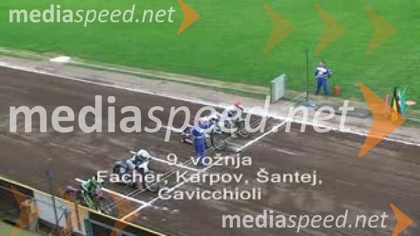 9. vožnja:
Frank Facher, Nemčija, Andriy Karpov, Ukrajina, Izak Šantej, Slovenija in Mattia Cavicchioli, ItalijaSpeedway, 26. dirka za Zlati znak in 15. Pokal Franca Babiča