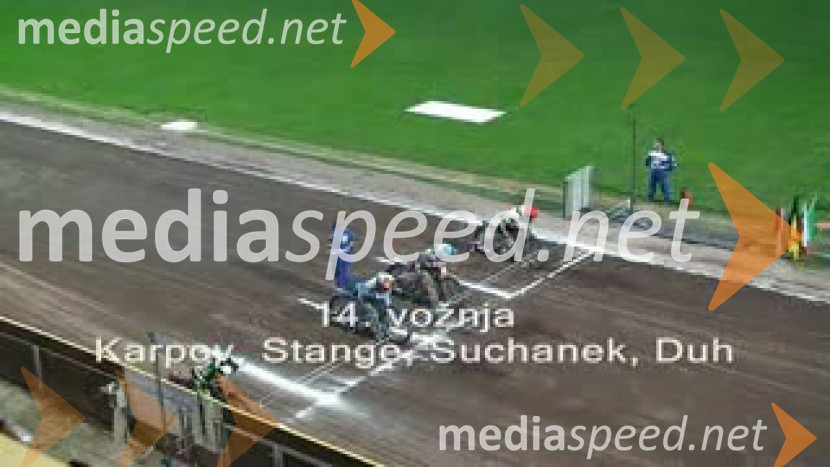 14. vožnja:
Andriy Karpov, Ukrajina, Thomas Stange, Nemčija, Tomas Suchanek, Češka in Matija Duh, SlovenijaSpeedway, 26. dirka za Zlati znak in 15. Pokal Franca Babiča