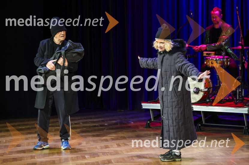  Iztok Mlakar, kantavtor, gledališki igralec;  Vesna Pernarčič, igralkaPremiera komedije Pegule avtorja Iztoka Mlakarja