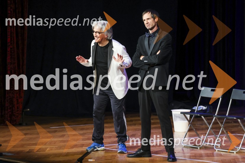  Iztok Mlakar, kantavtor, gledališki igralec;  Peter Harl, igralecPremiera komedije Pegule avtorja Iztoka Mlakarja