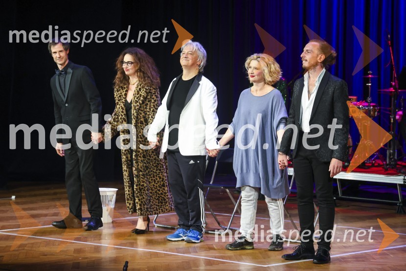  Peter Harl, igralec;  Urška Taufer, igralka;  Iztok Mlakar, kantavtor, gledališki igralec;  Vesna Pernarčič, igralka;  Ilija Ota, igralecPremiera komedije Pegule avtorja Iztoka Mlakarja