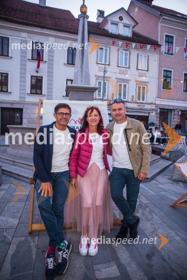  Matjaž Rakovec, župan Mestne občine Kranj;  Urša Manček Rakovec, Login5;  Klemen Malovrh, direktor, Zavod za turizem KranjKr' petek je, otvoritev poletja v Kranju