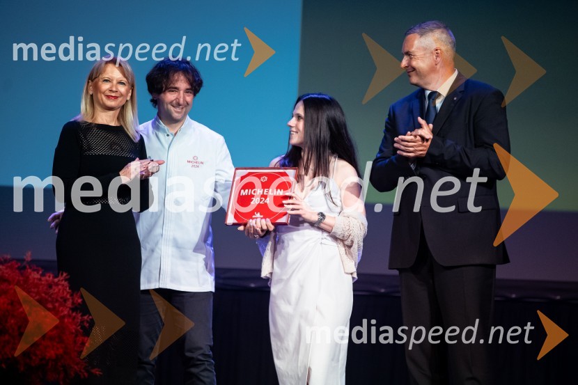 mag. Maja Pak Olaj, direktorica, Slovenska turistična organizacija;  Tomaž Kavčič, kuharski mojster, Pri Lojzetu, Zemono, podpredsednik BASS;  Sara Kavčič, Gostilna Pri Lojzetu; mag. Dejan  Židan, državni sekretar na Ministrstvu za gospodarstvo, turizem in športRazglasitev izbora Michelin guide Slovenija 2024