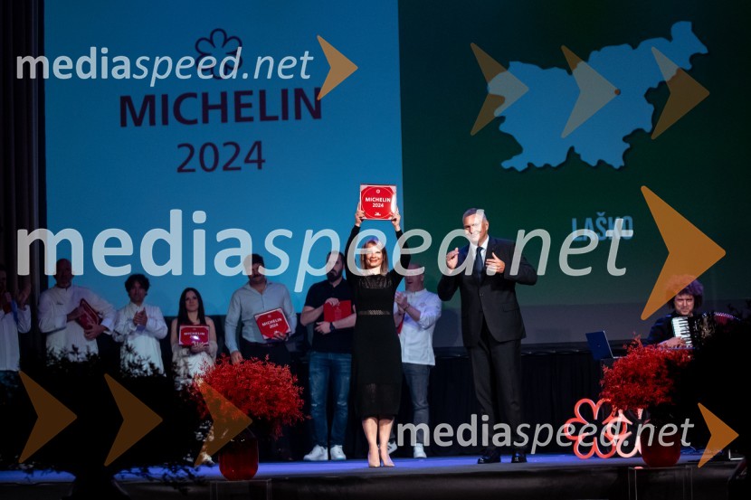 mag. Maja Pak Olaj, direktorica, Slovenska turistična organizacija; mag. Dejan  Židan, državni sekretar na Ministrstvu za gospodarstvo, turizem in športRazglasitev izbora Michelin guide Slovenija 2024