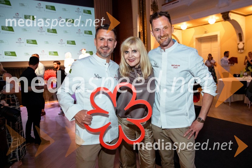  Igor Jagodic, kuharski mojster, restavracija Strelec;  Dada  Jerovšek, Kaval Group;  ... Razglasitev izbora Michelin guide Slovenija 2024