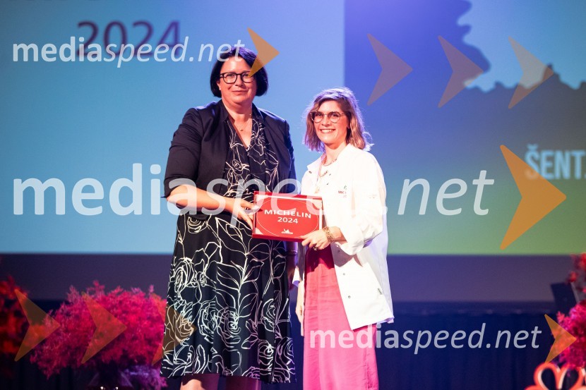  Dubravka Kalin, generalna direktorica, Direktorat za turizem na Ministrstvu za gospodarstvo, turizem in šport;  Sabina Repovž, chef, Gostilna & Eko Kmetija RepovžRazglasitev izbora Michelin guide Slovenija 2024