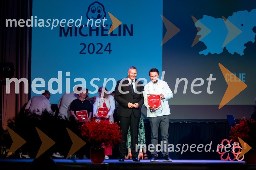 mag. Dejan  Židan, državni sekretar na Ministrstvu za gospodarstvo, turizem in šport;  Marko Pavčnik, chef, restavracija PavusRazglasitev izbora Michelin guide Slovenija 2024