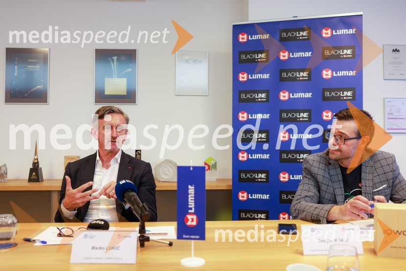  Marko Lukić, lastnik in direktor družbe Lumar IG;  Boštjan Kralj, marketing in odnosi z javnostmi, Lumar IG d.o.o.Novinarska konferenca podjetja Lumar