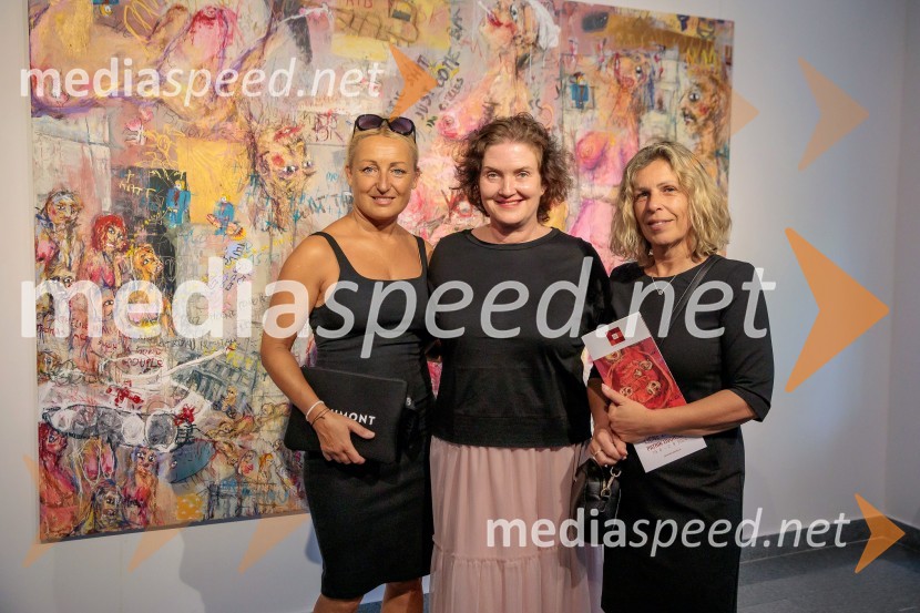 mag. Katarina Klemenc, grafična oblikovalka, Generali;  Petra  Bizilj Silva, kustosinja Generali galerije;  Vesna Sekelj RangusOdprtje razstave Lične zablode slikarja Patrika Dvorščaka