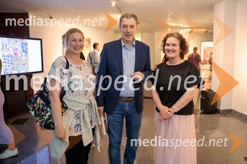  Katarina Šenk;  Matija Šenk, predsednik uprave, Zavarovalnica Vzajemna;  Petra  Bizilj Silva, kustosinja Generali galerijeOdprtje razstave Lične zablode slikarja Patrika Dvorščaka