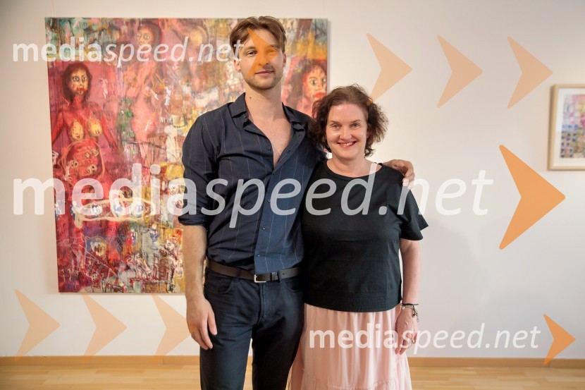  Patrik Dvorščak, slikar;  Petra  Bizilj Silva, kustosinja Generali galerijeOdprtje razstave Lične zablode slikarja Patrika Dvorščaka