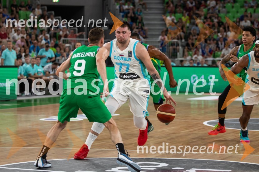  Marcelo Huertas, košarkar, Brazilija;  Luka  Dončić, košarkarSlovenija na krilih Luke Dončića premagala Brazilijo