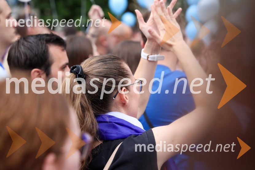 Sprejem naših nogometašev na Kongresnem trgu