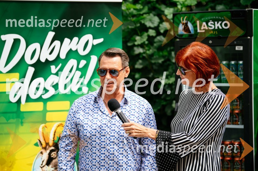  Marko Vozelj, pevec;  Darinka Pavlič Kamien, strokovnjakinja za komuniciranjeNovinarska konferenca pred festivalom Pivo in cvetje Laško