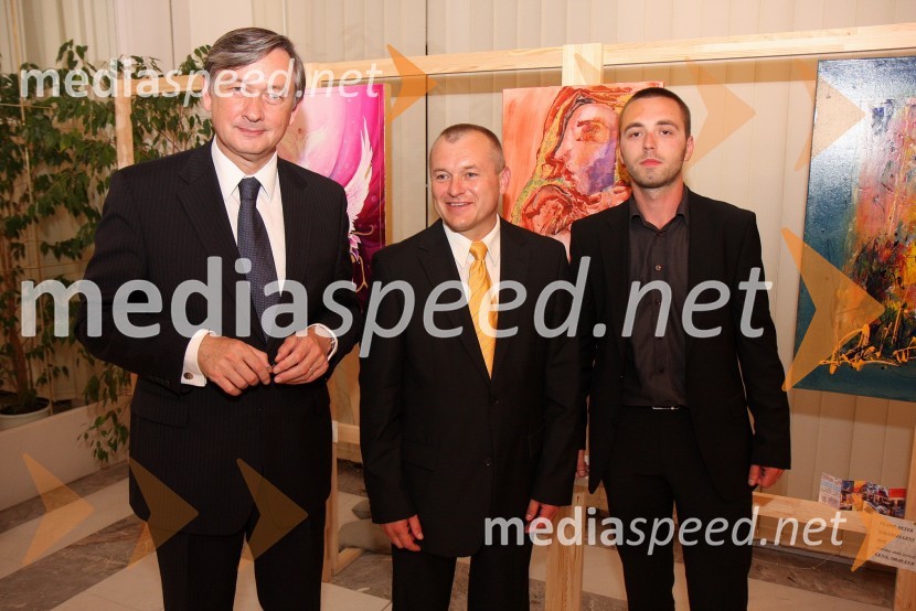 Dr. Danilo Türk, predsednik Republike Slovenij, Franc Kangler, župan Maribora in Rok Petek, lastnik Galerije LentUstavimo nasilje, dobrodelna gala prireditev