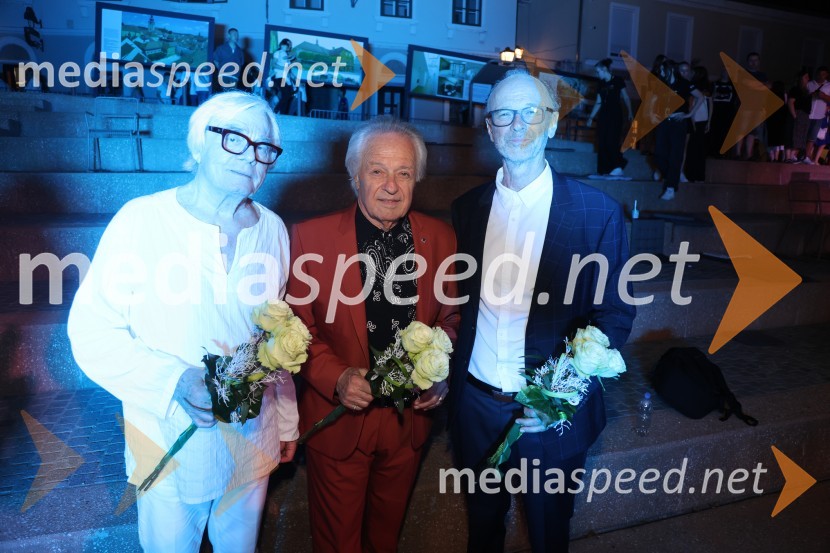  Lado  Leskovar, pevec in ambasador Unicef;  Alfi Nipič, pevec;  Lojze  Krajnčan, dirigent Big Banda RTV Slovenija Gala večer slovenske popevke na Festivalu Arsana