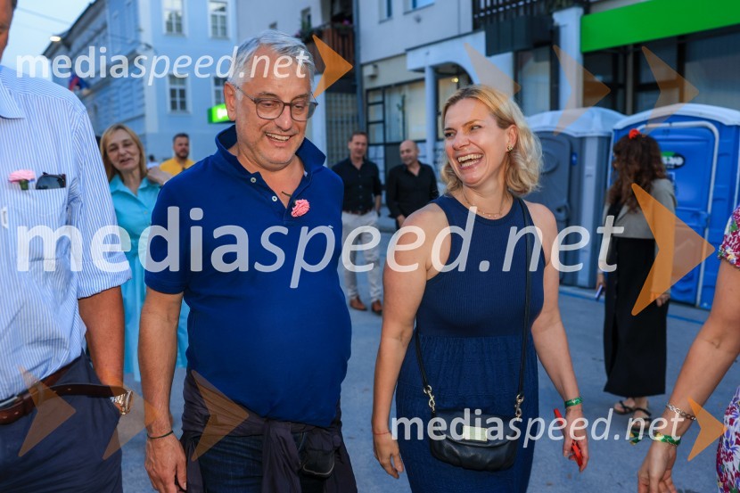  Matjaž Han, minister za gospodarstvo, turizem in šport;  Tanja Subotić Levanič, direktorica korporativnih odnosov, Pivovarna Laško UnionFestival Pivo in cvetje 2024, petek