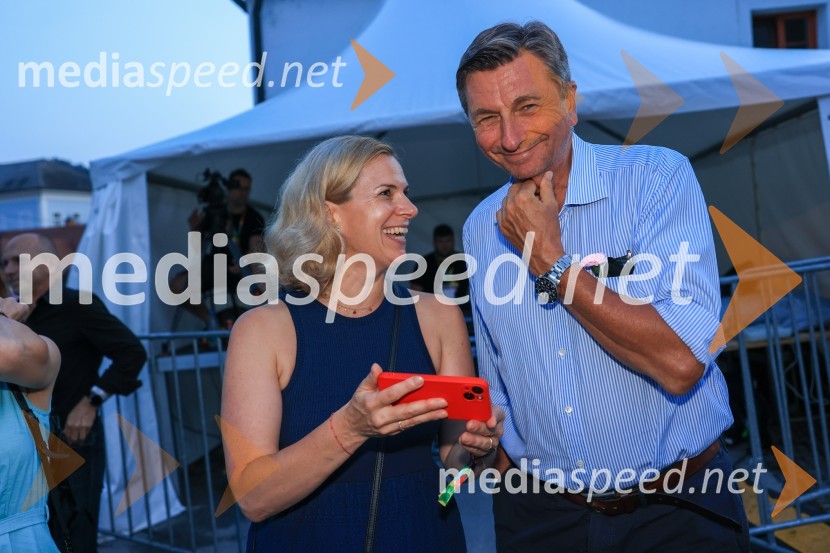  Tanja Subotić Levanič, direktorica korporativnih odnosov, Pivovarna Laško Union;  Borut Pahor, nekdanji predsednik Republike SlovenijeFestival Pivo in cvetje 2024, petek