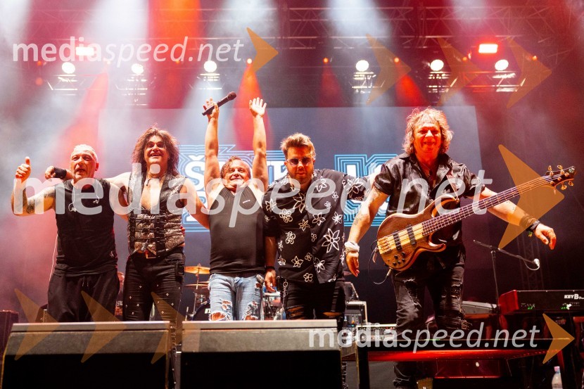  Aleš Uranjek, glasbeni menedžer, bobnar Šank Rock;  Bor Zuljan, kitarist, Šank rock;  Matjaž Jelen, pevec, skupina Šank Rock;  Zvone Hranjec, kitarist;  Cveto Polak, basist, skupina Šank RockFestival Pivo in cvetje 2024, petek