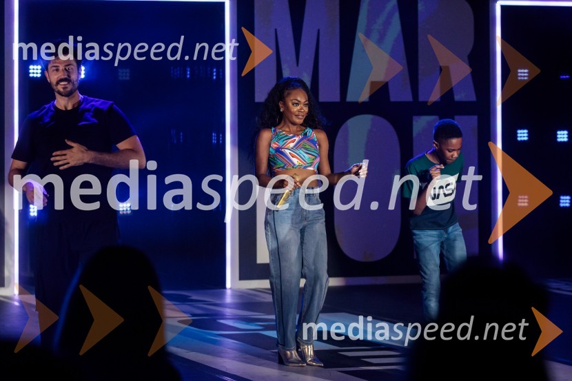  Alex Gibson-Giorgio, igralec;  Rhianne-Louise McCaulsky, igralka, pevka;  Roj’ae Rayon Simpson, igralec, pevecMuzikal Bodyguard, 72. Ljubljana Festival