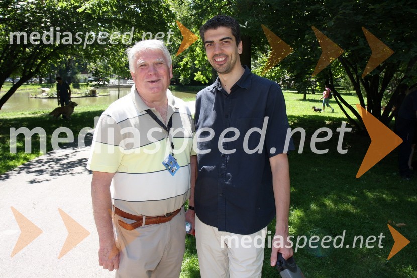 Prim. prof. dr. Erih Tetičkovič, predsednik Društva za varstvo in proti mučenju živali Maribor in Bor Greiner, urednik na Radiu City1. Tačkov tek