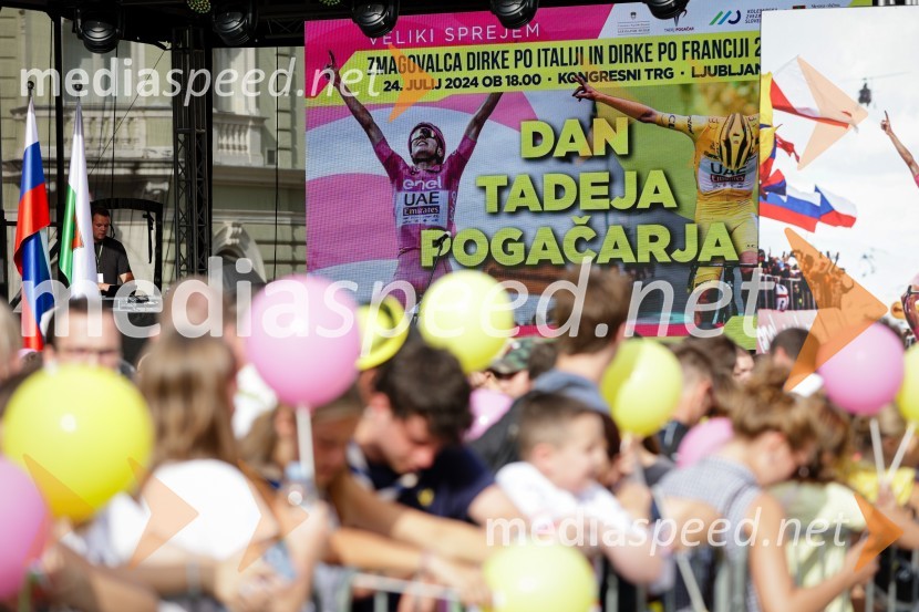 Sprejem Tadeja Pogačarja v Ljubljani