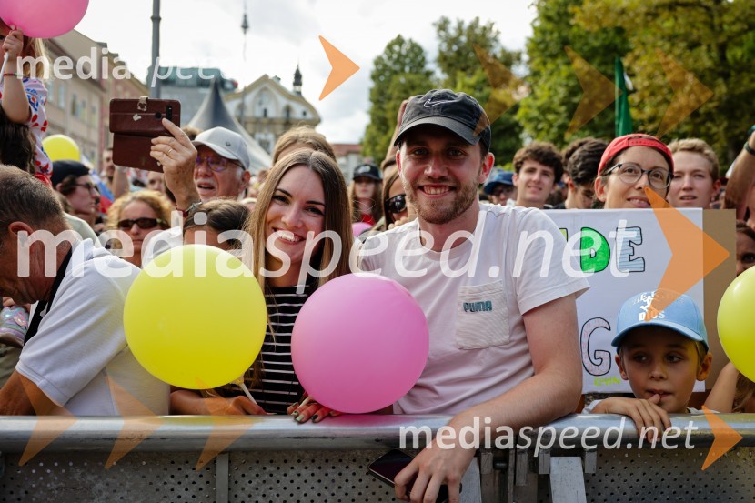Sprejem Tadeja Pogačarja v Ljubljani
