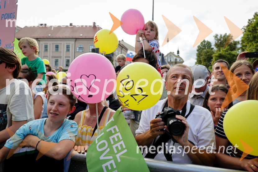 Sprejem Tadeja Pogačarja v Ljubljani
