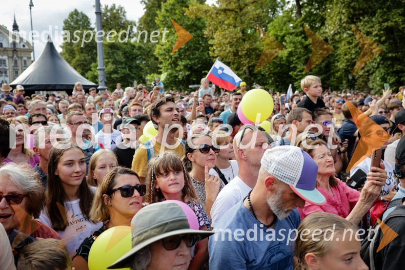 Sprejem Tadeja Pogačarja v Ljubljani