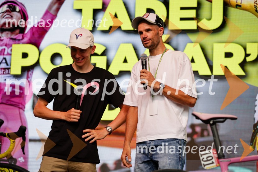  Tadej Pogačar, kolesar;  Luka Mezgec, kolesarSprejem Tadeja Pogačarja v Ljubljani