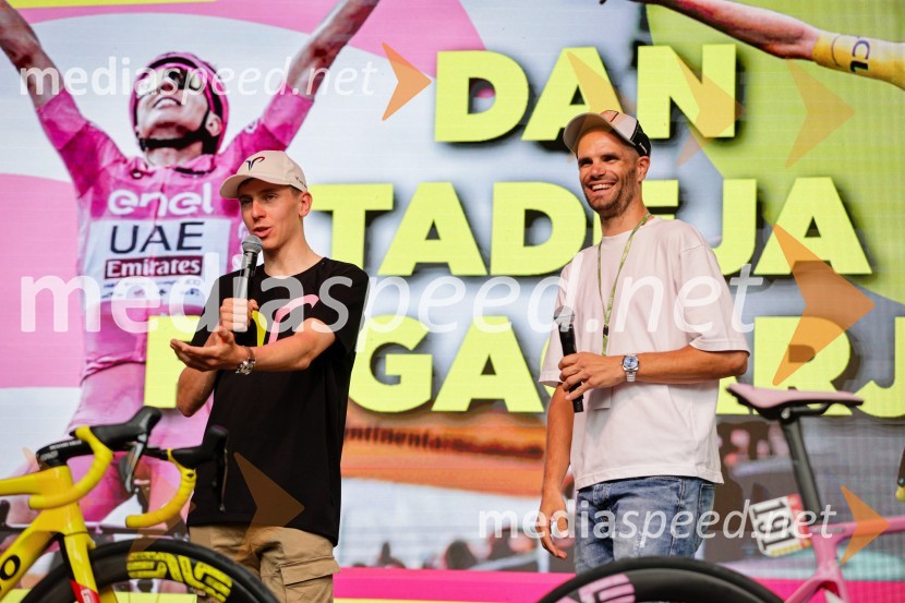  Tadej Pogačar, kolesar;  Luka Mezgec, kolesarSprejem Tadeja Pogačarja v Ljubljani