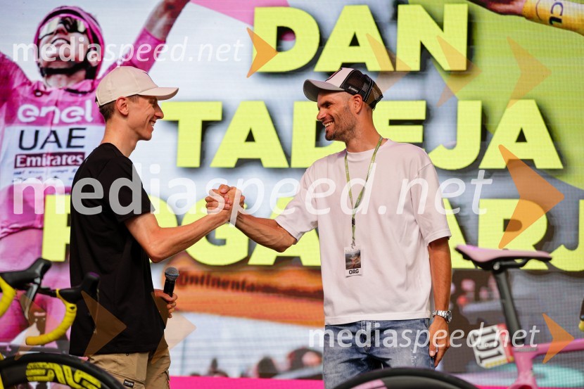  Tadej Pogačar, kolesar;  Luka Mezgec, kolesarSprejem Tadeja Pogačarja v Ljubljani