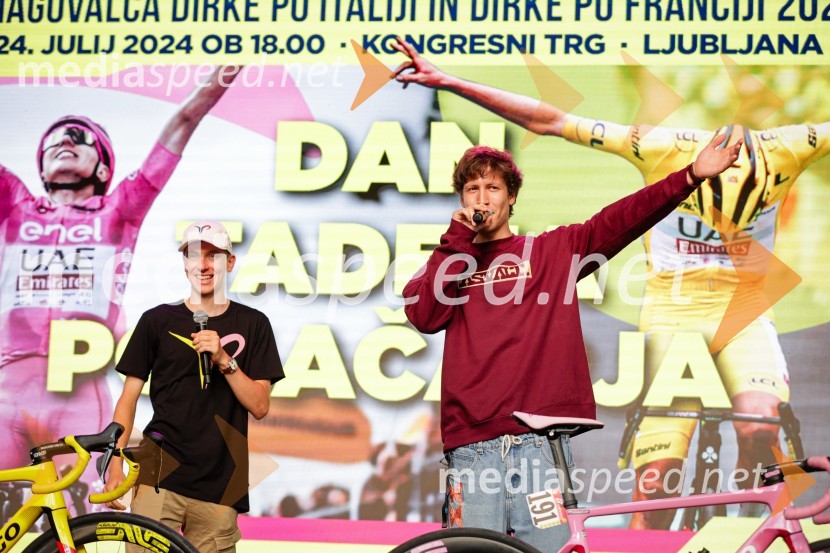  Tadej Pogačar, kolesar;  Mark Jacob Cavazza - Vazz, raperSprejem Tadeja Pogačarja v Ljubljani