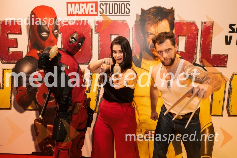  Matic  Gaiser, cosplayer, costumer;  Simona Bračun Rok, Cineplexx;  Jurij K. KoyaVečer superjunakov s filmom Deadpool & Wolverine v Cineplexx Ljubljana