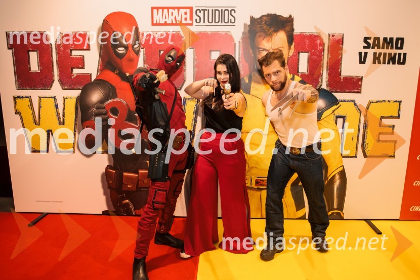  Matic  Gaiser, cosplayer, costumer;  Simona Bračun Rok, Cineplexx;  Jurij K. KoyaVečer superjunakov s filmom Deadpool & Wolverine v Cineplexx Ljubljana
