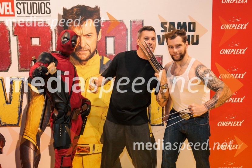  Matic  Gaiser, cosplayer, costumer;  Klemen Bučan, radijski voditelj, stand-up komik, DJ;  Jurij K. KoyaVečer superjunakov s filmom Deadpool & Wolverine v Cineplexx Ljubljana