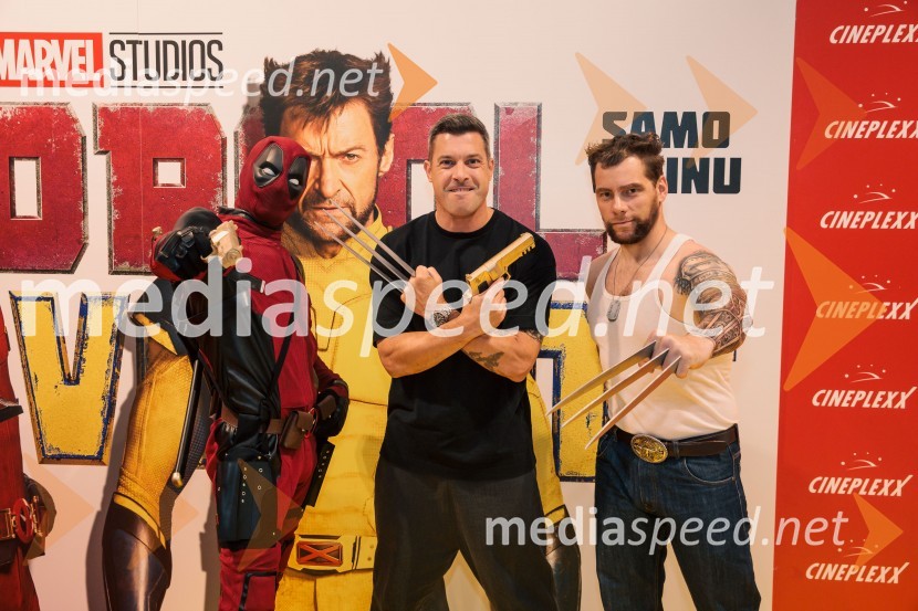  Matic  Gaiser, cosplayer, costumer;  Klemen Bučan, radijski voditelj, stand-up komik, DJ;  Jurij K. KoyaVečer superjunakov s filmom Deadpool & Wolverine v Cineplexx Ljubljana