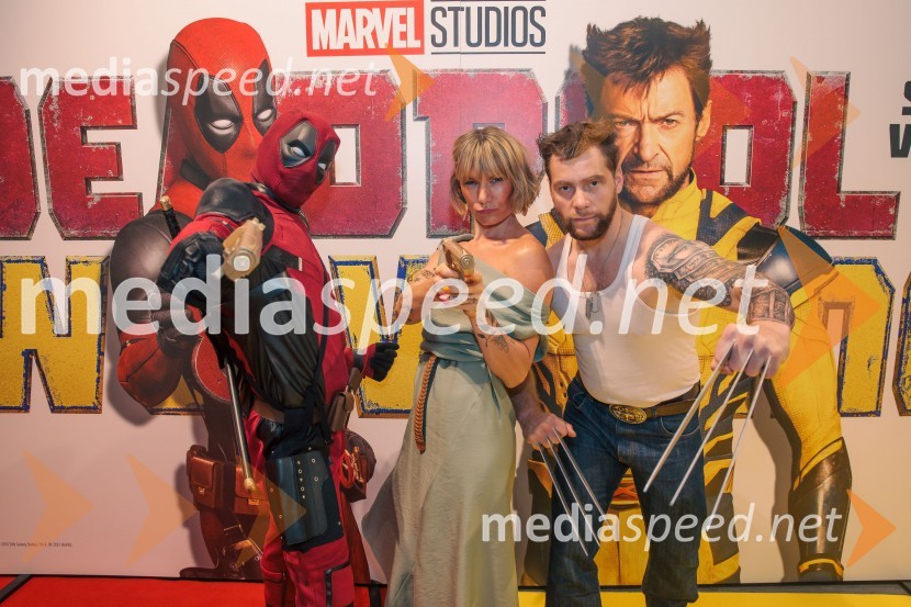  Matic  Gaiser, cosplayer, costumer;  Ana Raščan, voditeljica in novinarka;  Jurij K. KoyaVečer superjunakov s filmom Deadpool & Wolverine v Cineplexx Ljubljana