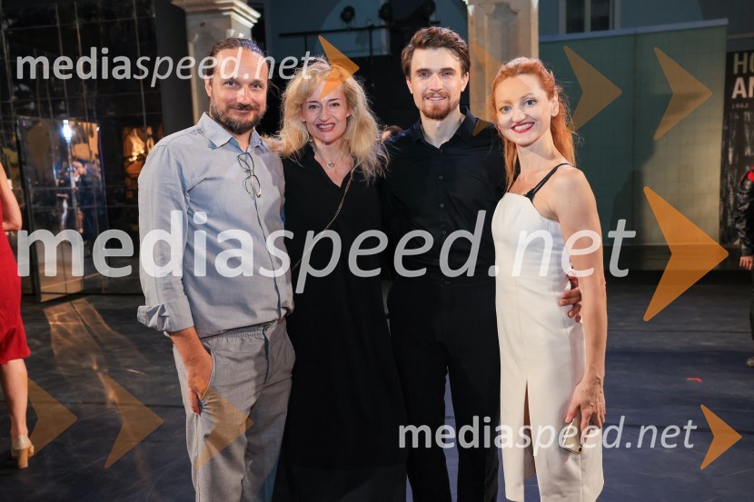  Vicko Bilandžić, Ravnatelj festivala Splitsko ljeto;  Valentina Turcu, koreografinja in baletna solistka;  Tamás Darai, baletni solist;  Irina Čaban Bilandžić, baletna solistkaBalet Gospa Bovary na Splitskem poletnem festivalu